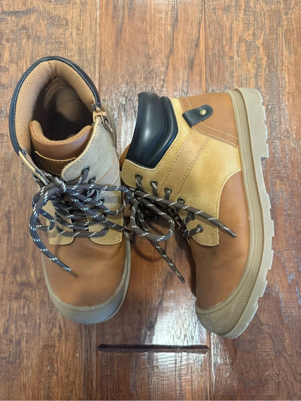 Sonoma Kids Two-Tone Tan Brown Lace-Up Dress Boots